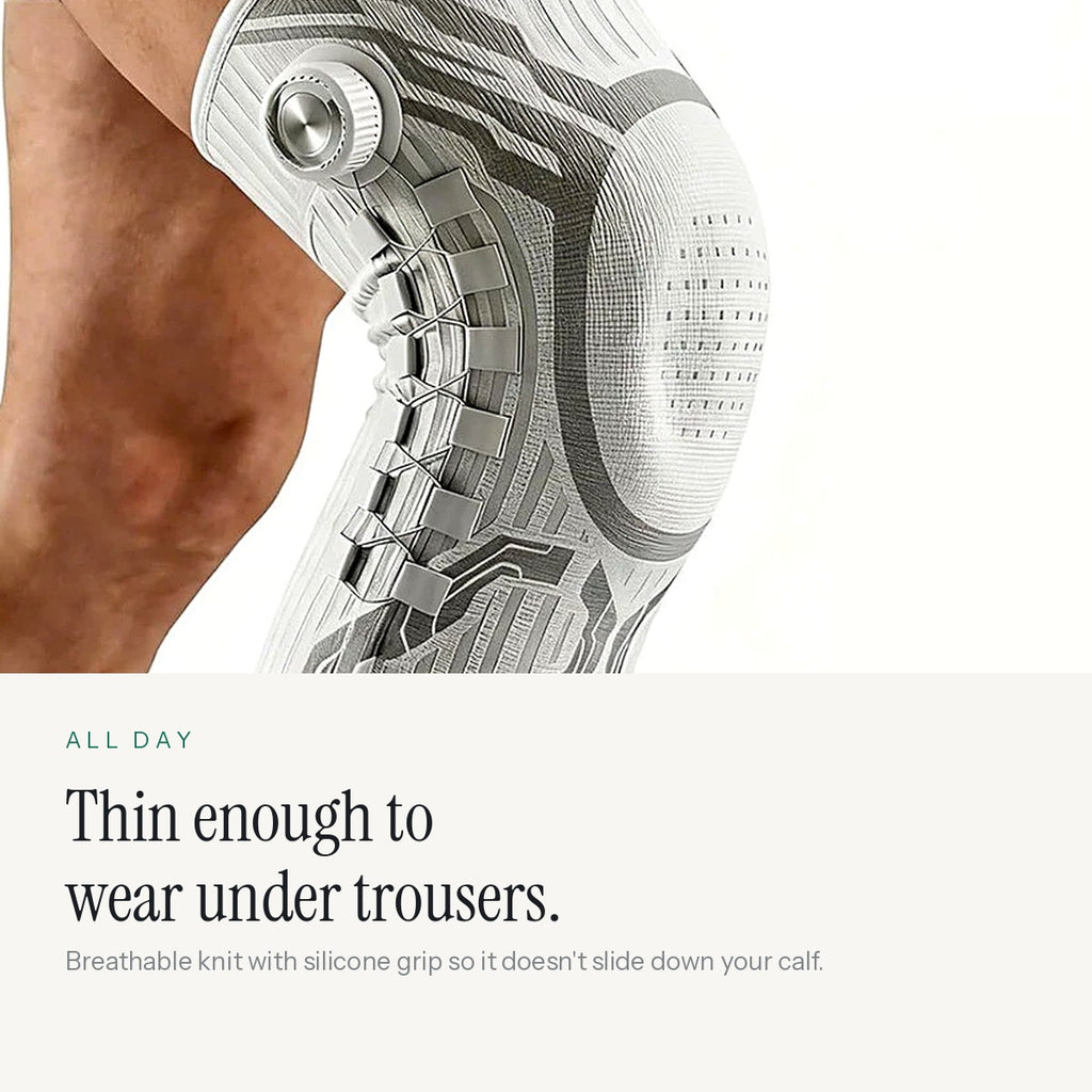 Breathable knit brace thin enough to wear under trousers all day