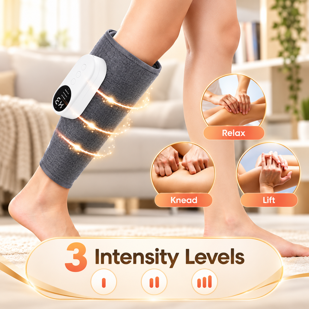Three adjustable intensity levels for calf massage