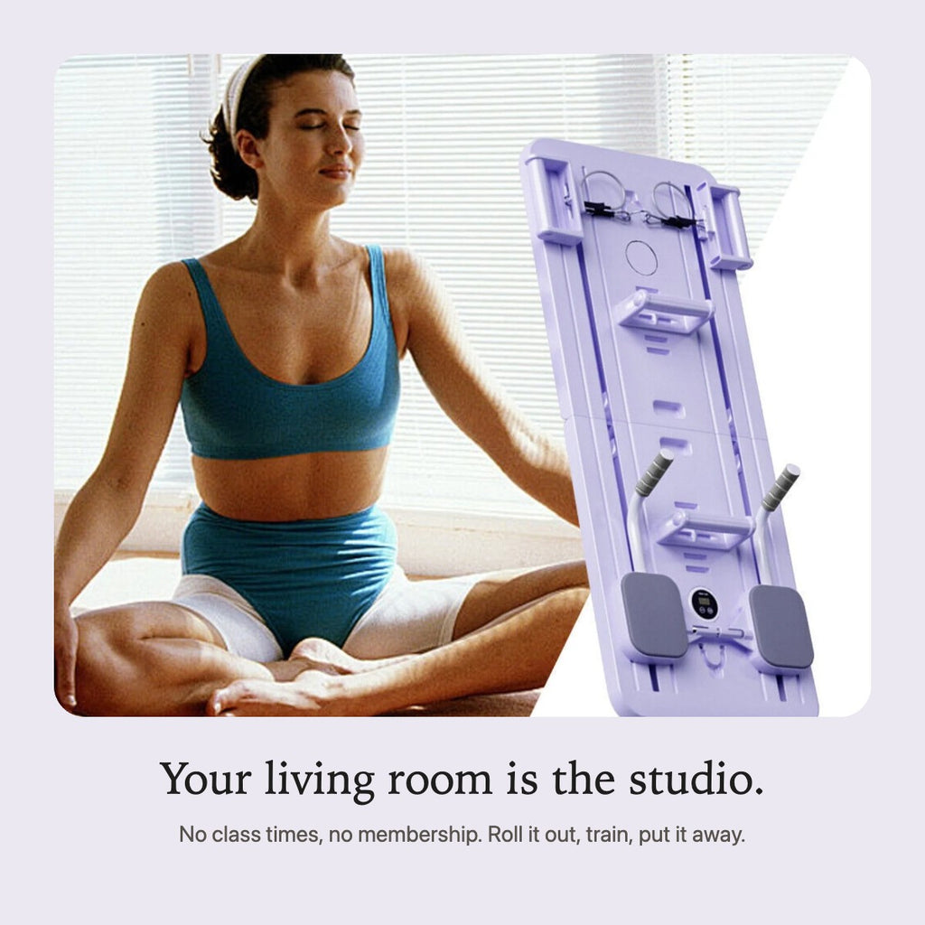 Pilates board in purple at home