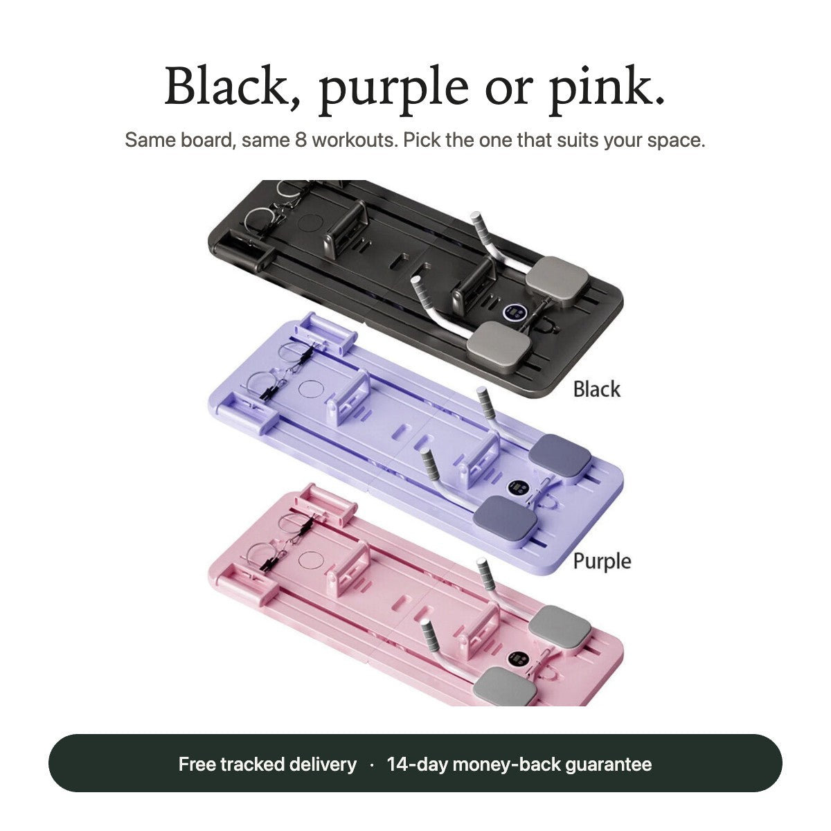 Pilates board in black, purple or pink