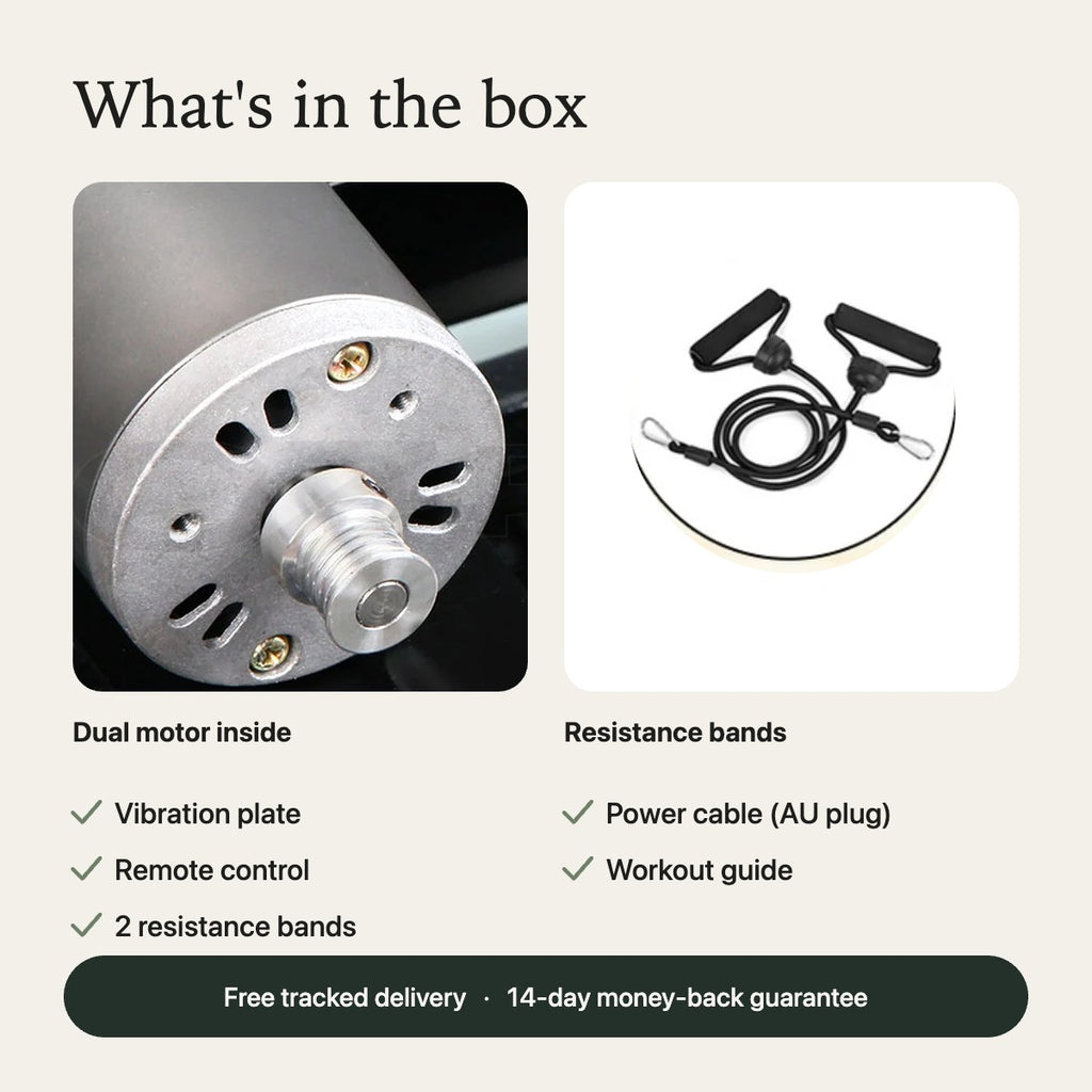 What's in the box: plate, remote, resistance bands