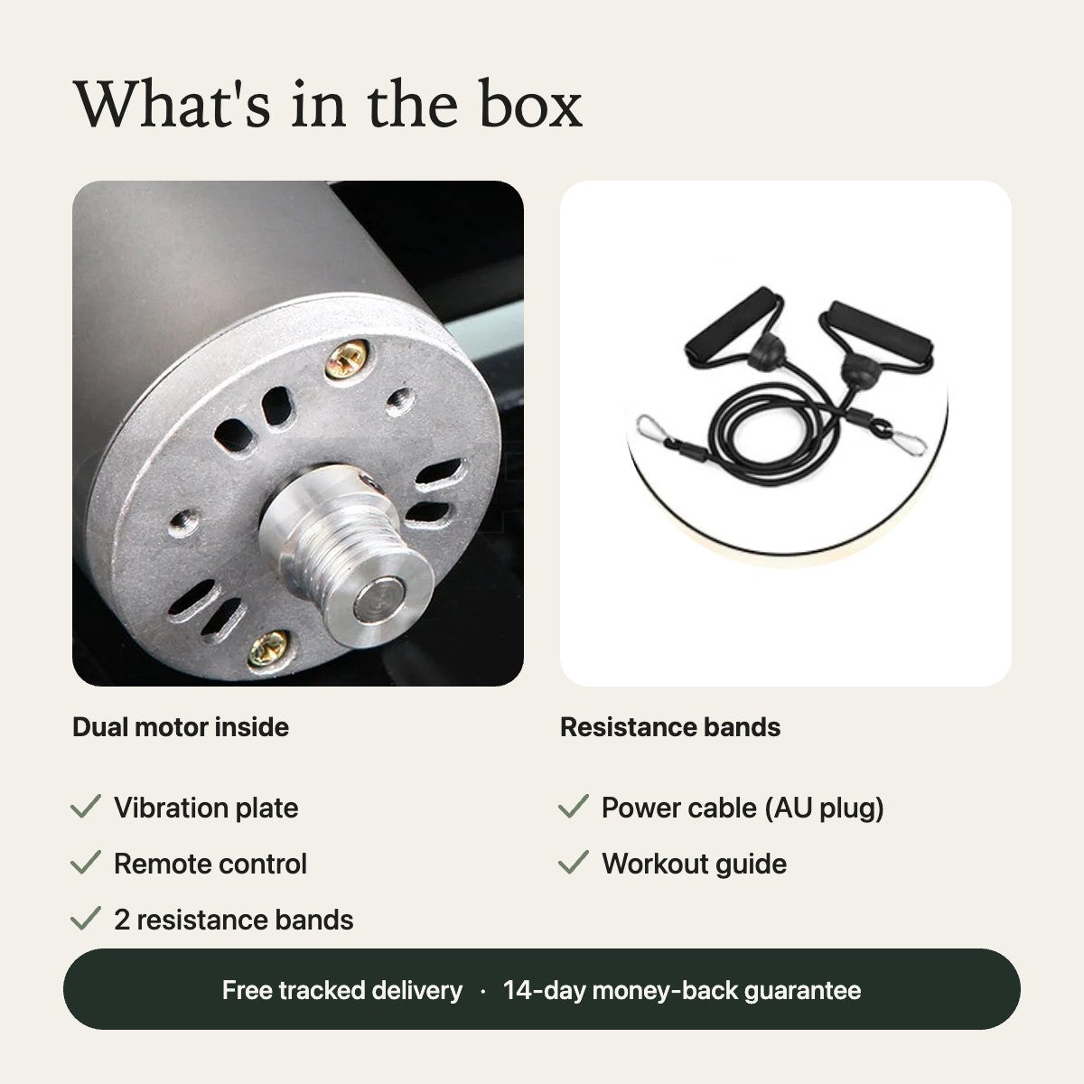 What's in the box: plate, remote, resistance bands